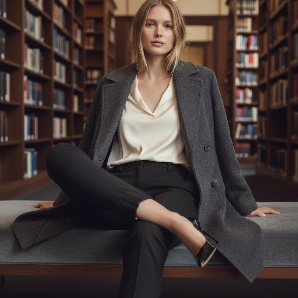 Nili Lotan Virgin Wool Trousers | Zip & Elastic Cuff | Noir Black | Size 0